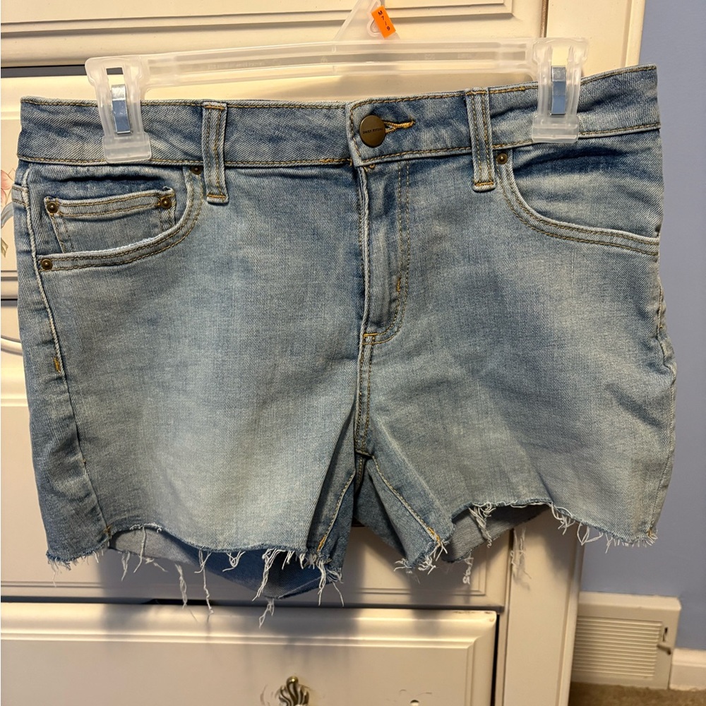 Daily Ritual Blue Jean Shorts with Distressed Hem